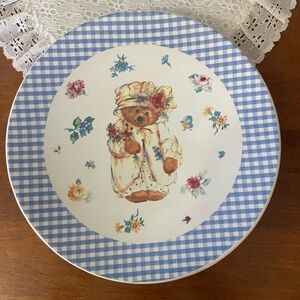 Mary Hamilton 1997 Floral Teddy Bear Decorative Plate